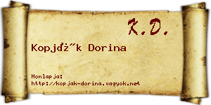 Kopják Dorina névjegykártya